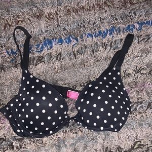 PINK Victoria's Secret Push-Up Bra Black Polka Dot